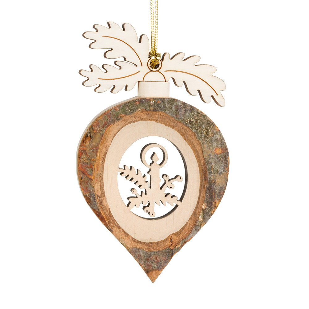 Rindenanh. Gr. 1 Tropfen m. Zweig: Kerze