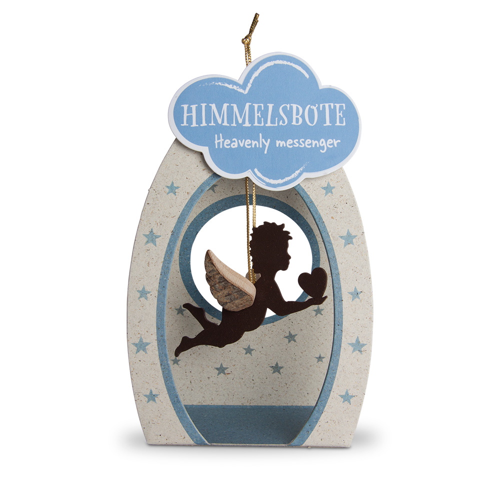 Himmelsbote - Rost-Engel fliegend mit Herz