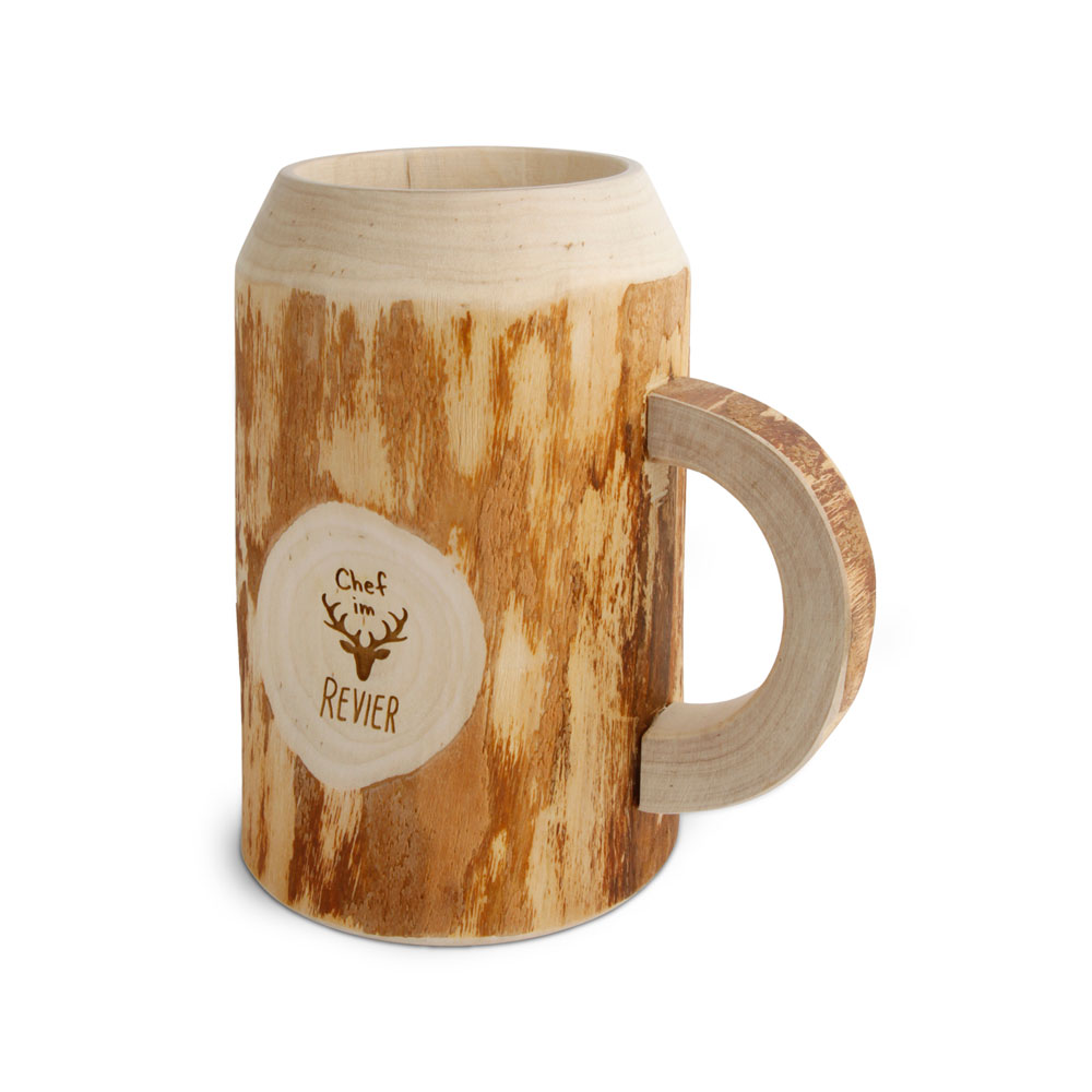 Bierkrug 0,3 ltr ohne Rinde "Chef im Revier"