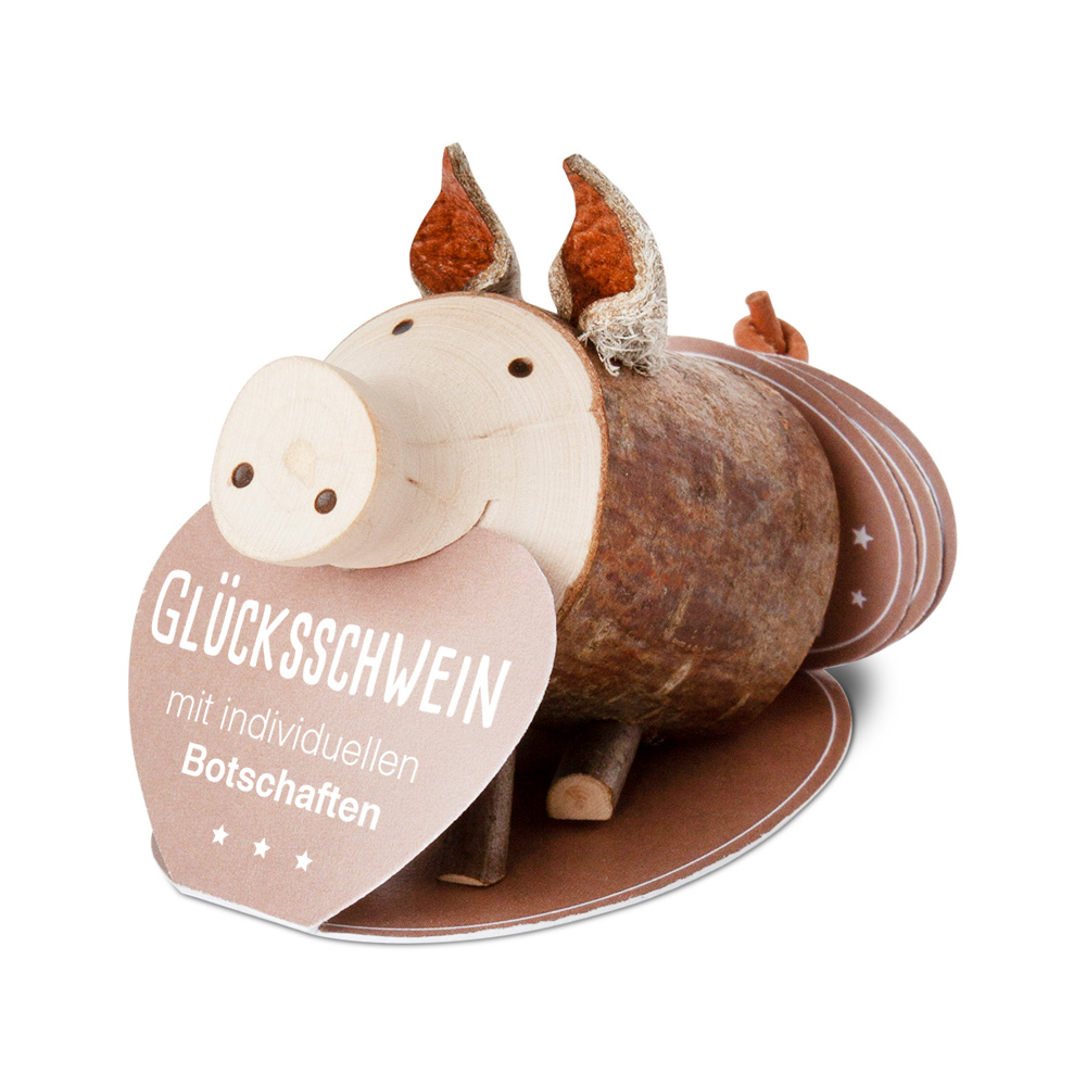 Glücksschwein Trudie mit 3 Botschaften Typ 1