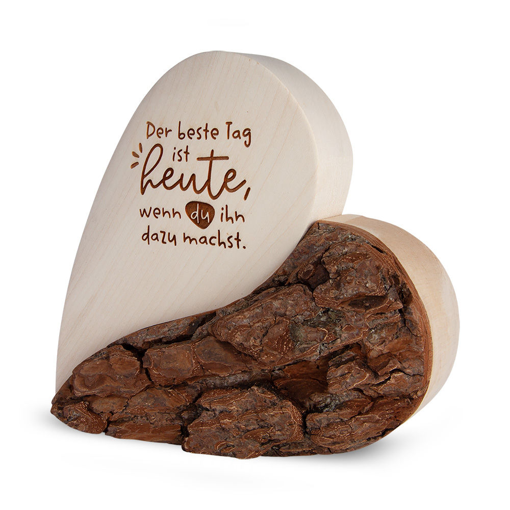 Rindenherz Yin-Yang Gr. 3: "Der beste Tag ist…"