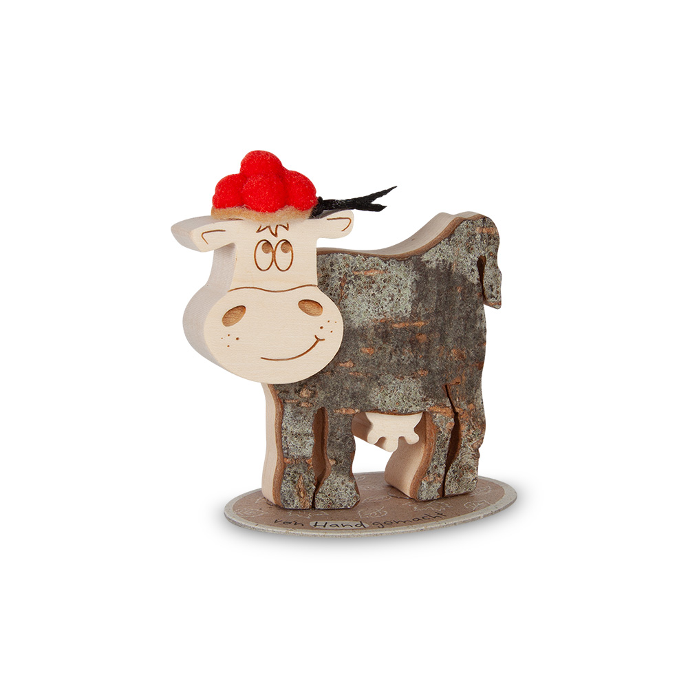 Rindentier: Lotte die Kuh mit Bollenhut Gr. 1