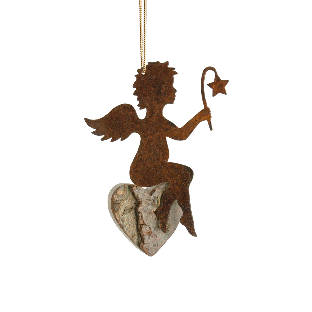 Himmelsbote mit Rindenherz Gr. 1: mit Stern