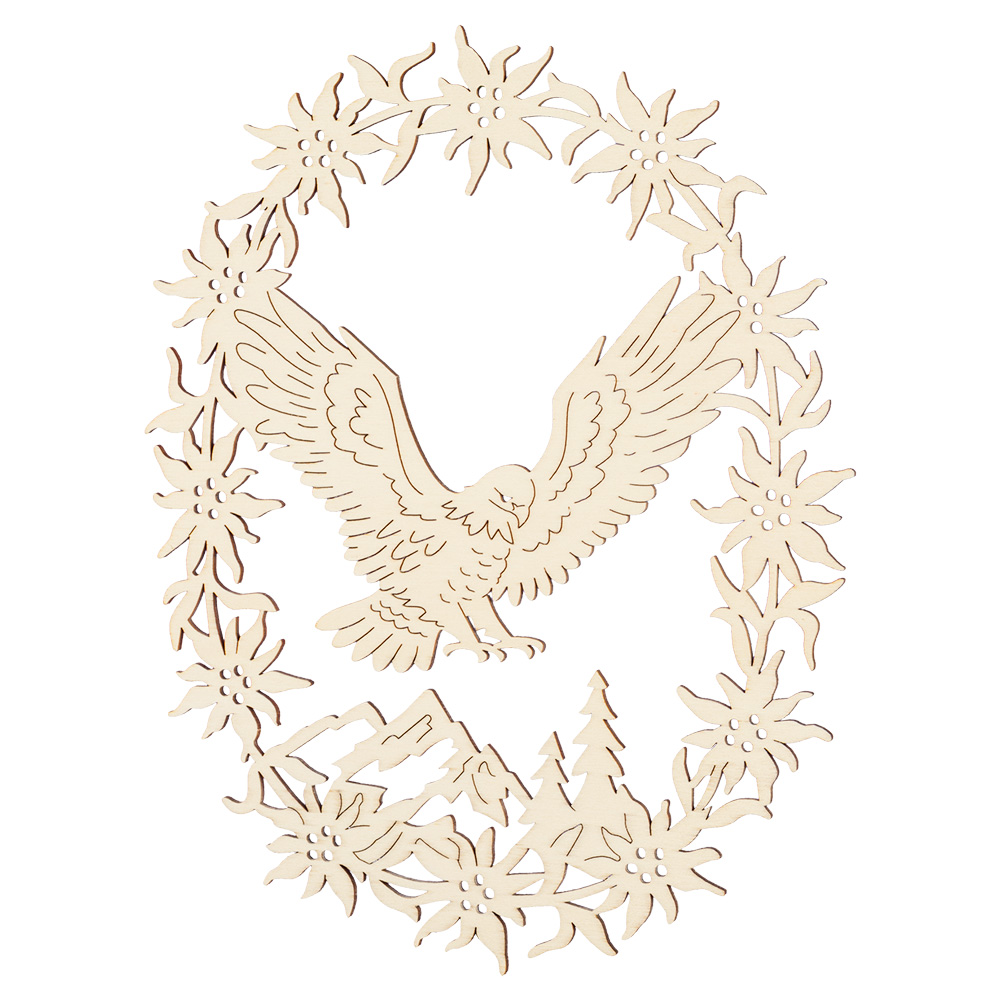 Fensterbild Edelweißrahmen Oval: Adler