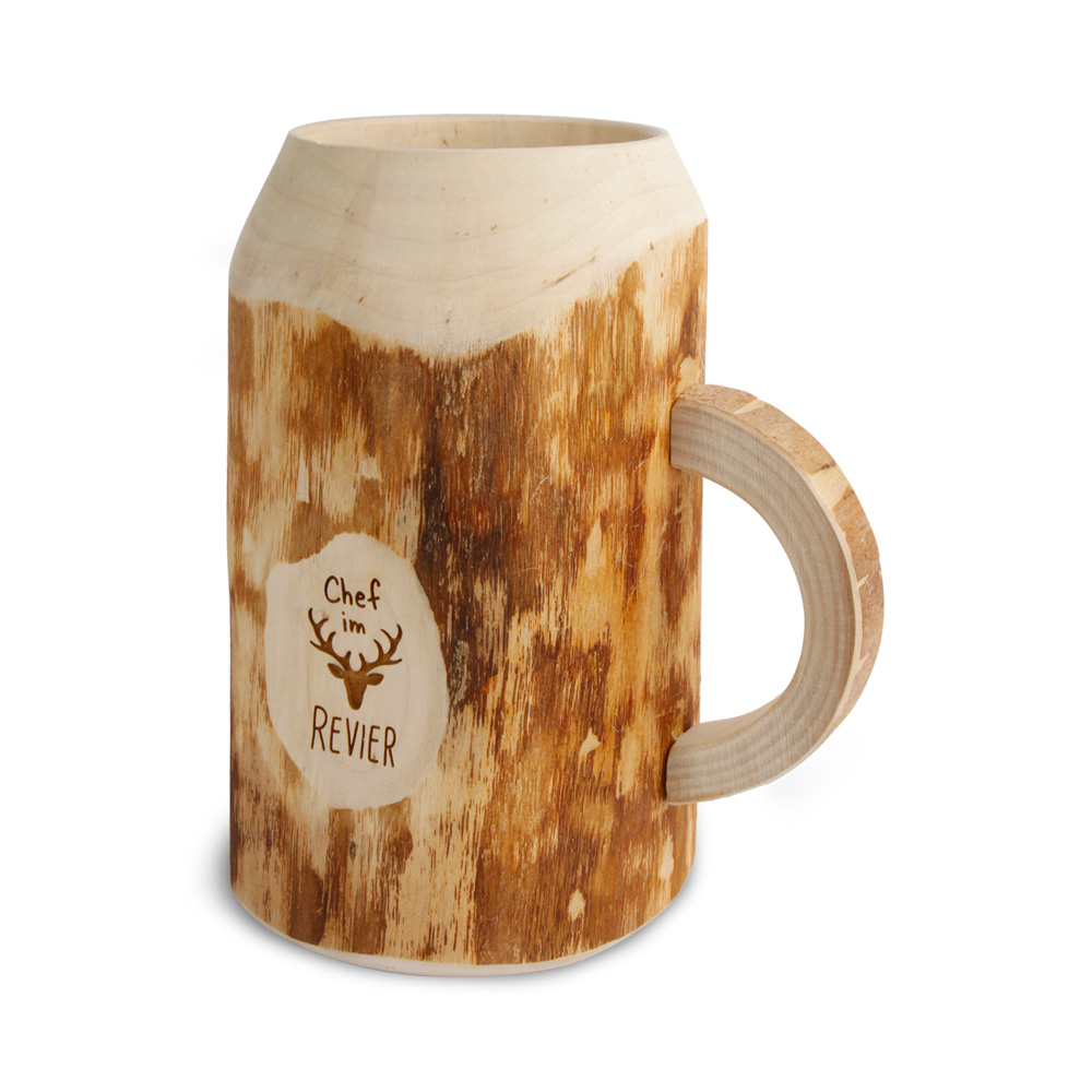 Bierkrug 0,4 ltr ohne Rinde "Chef im Revier"