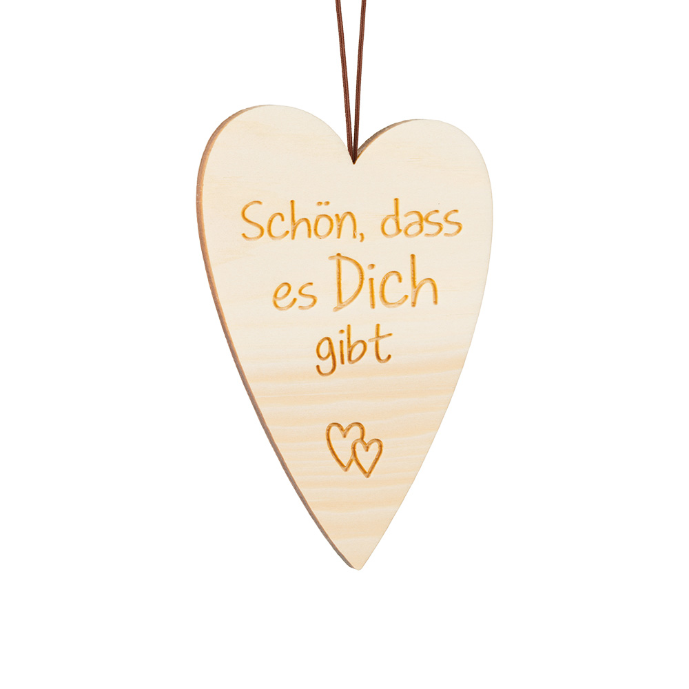 Anh. Zirben-Herz Typ 1: "Schön, dass es dich gibt"