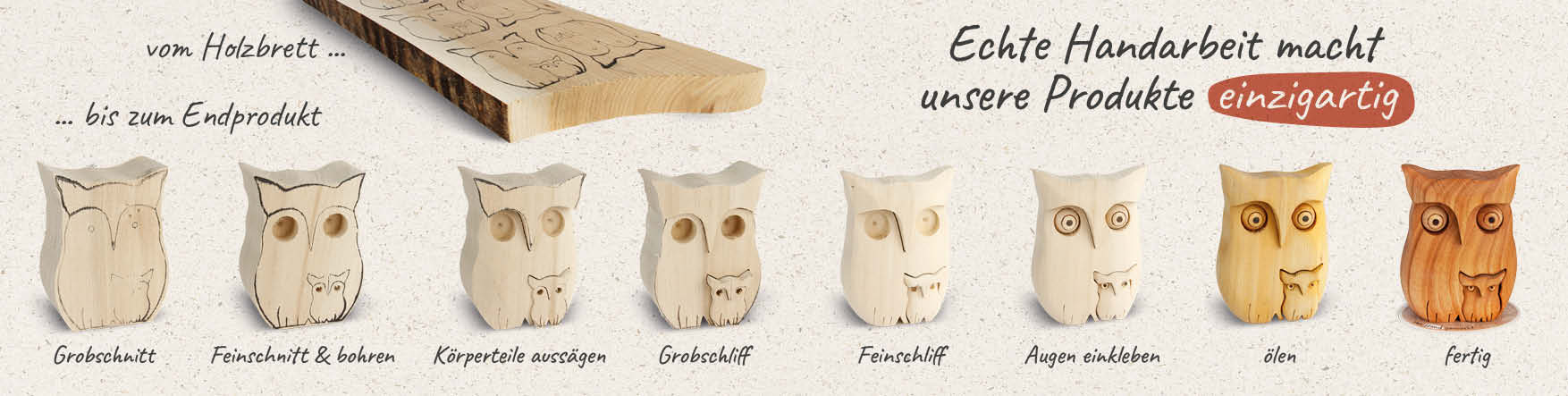 So sieht echte Handarbeit aus der Waldfabrik aus