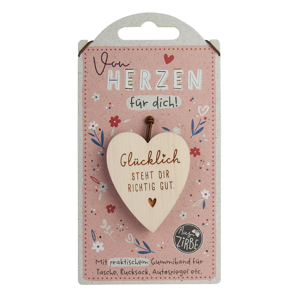 LovelyHearts - Herz aus Zirbe: "Glücklich..."