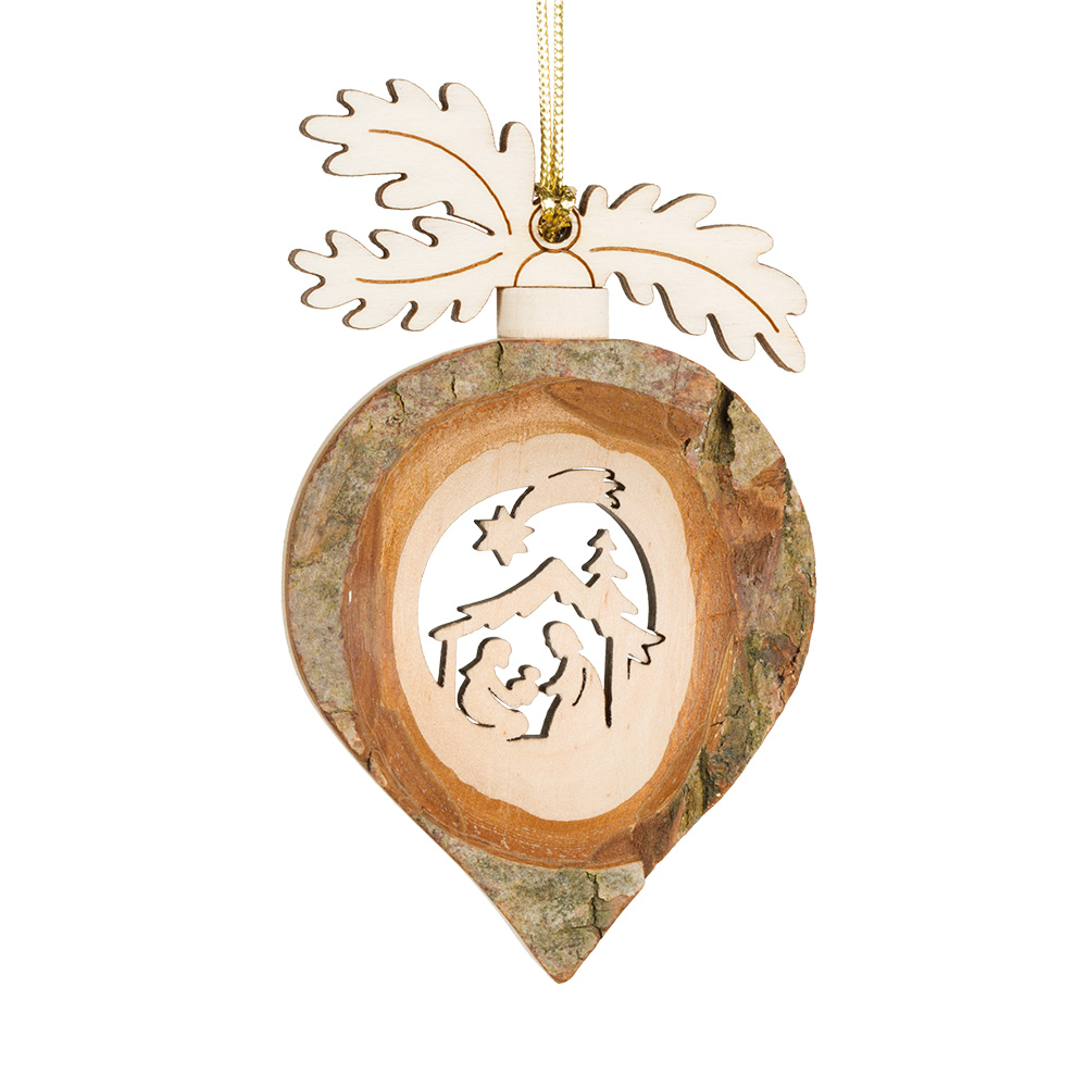 Rindenanh. Gr. 1 Tropfen m. Zweig: Krippe m. Komet