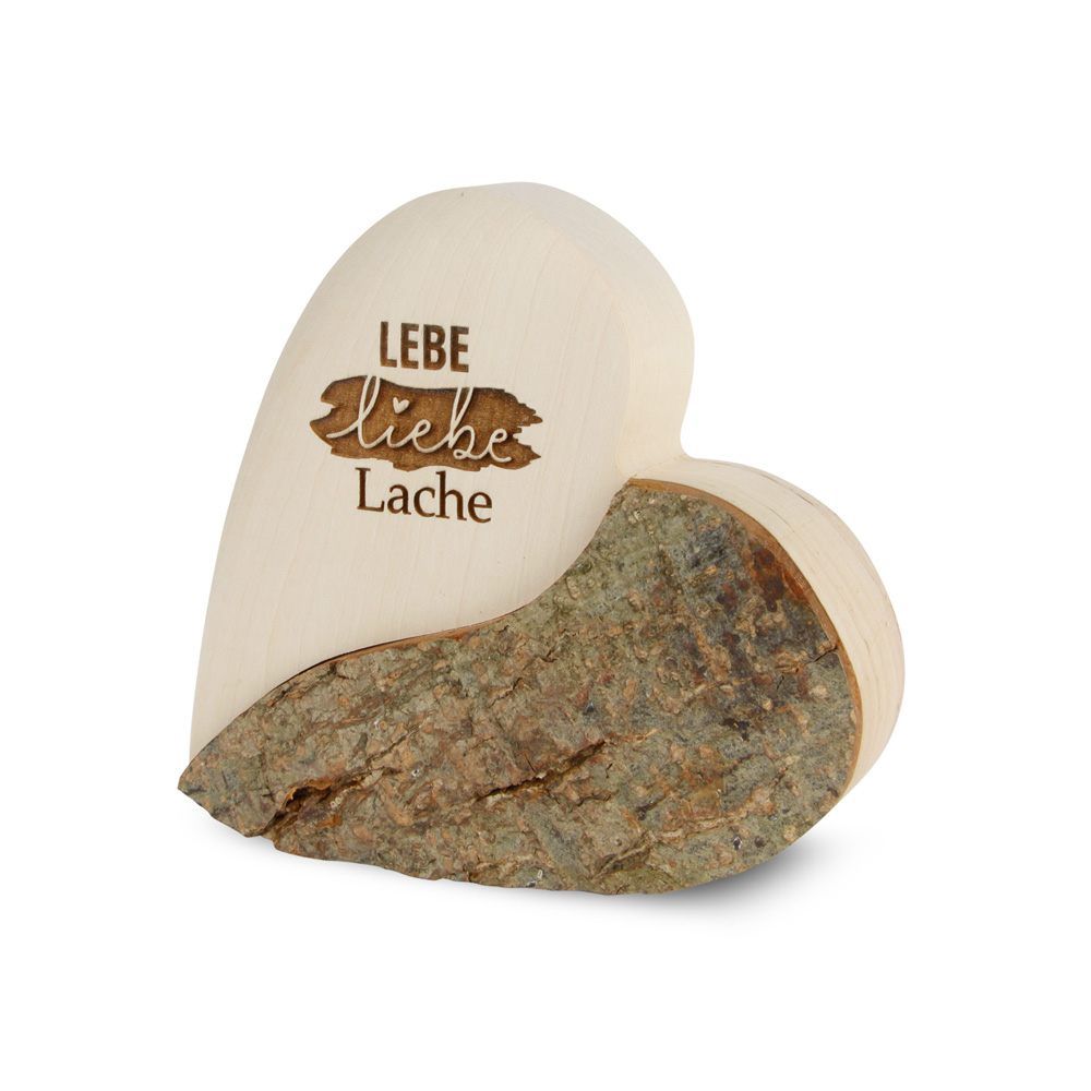 Rindenherz Yin-Yang Gr. 2: "Lebe, Liebe, Lache"