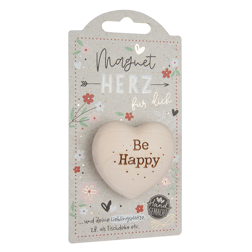 LovelyHearts - mit Magnet: "Be Happy"