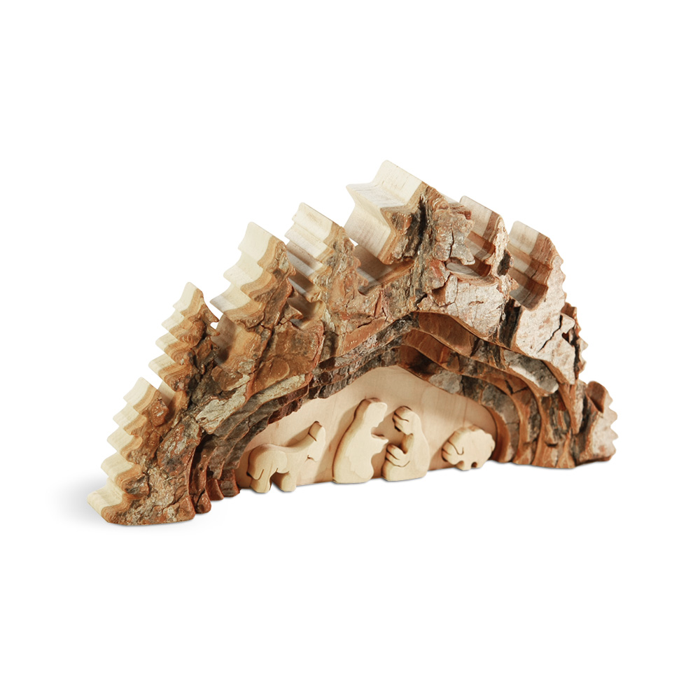Krippenbild mit Rinde Gr. 2: Höhlenkrippe