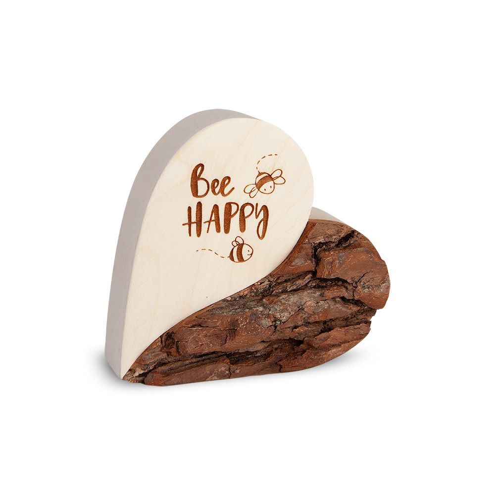 Rindenherz Yin-Yang Gr. 1: "Bee Happy"