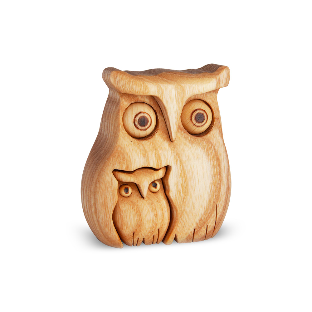 Eule mit zwei Kindern