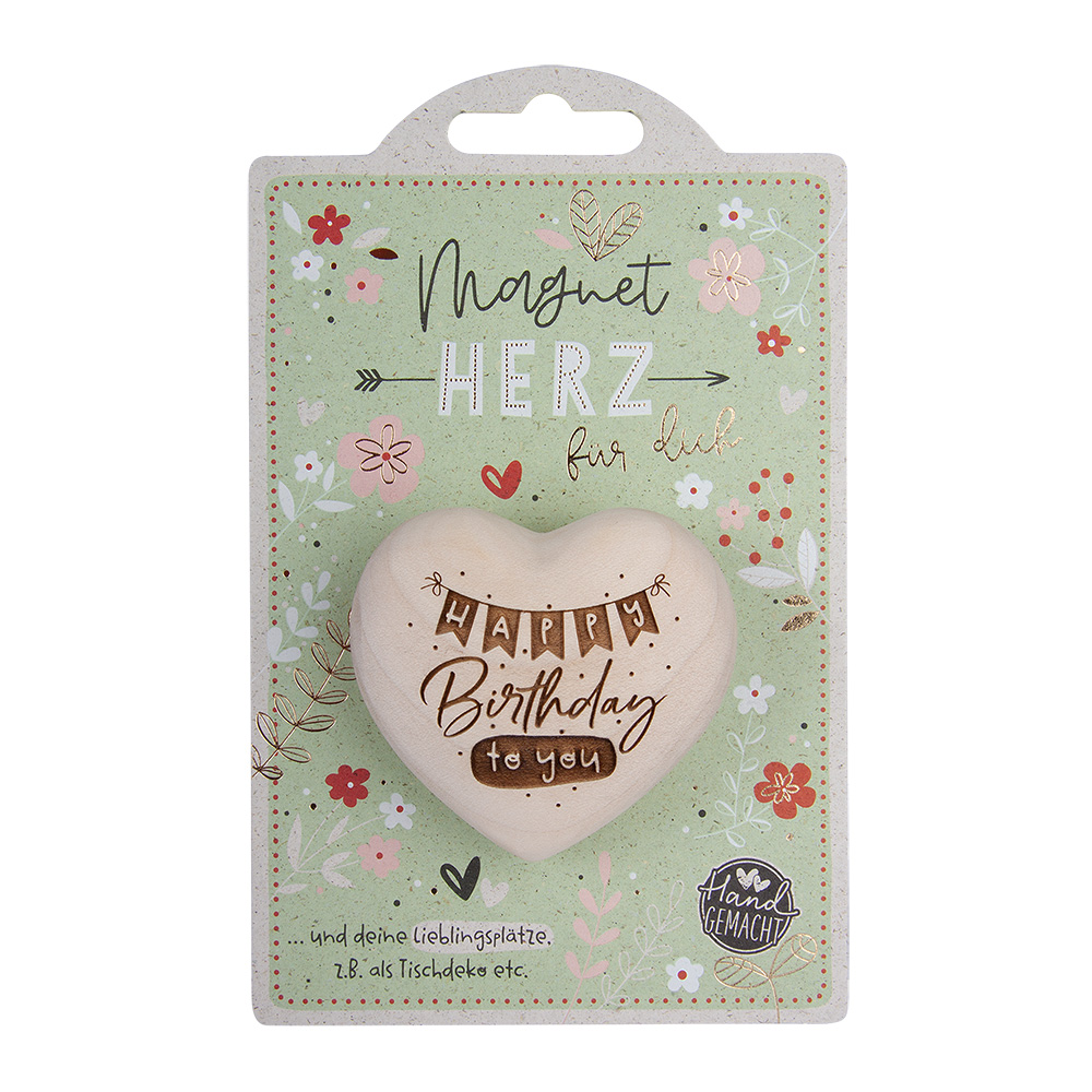 LovelyHearts - mit Magnet: "Happy Birthday to you"