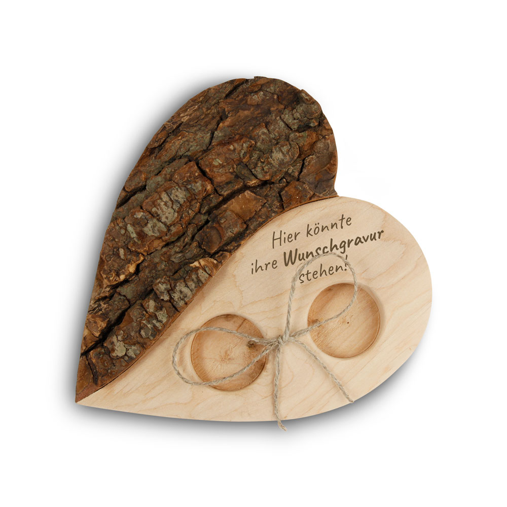 Erlenholzherz mit Rinde, Ringkissen