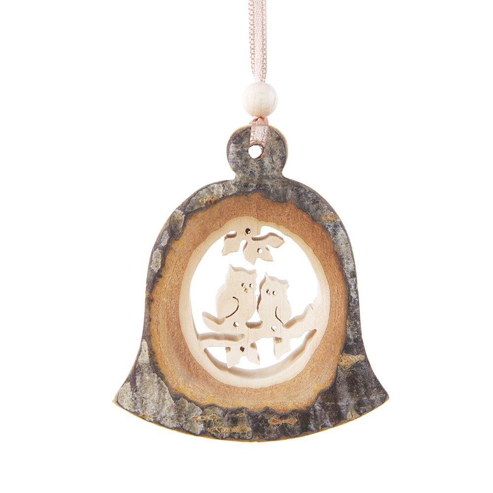 Rindenanh. Gr. 2 Glocke Motiv: Eulenpaar