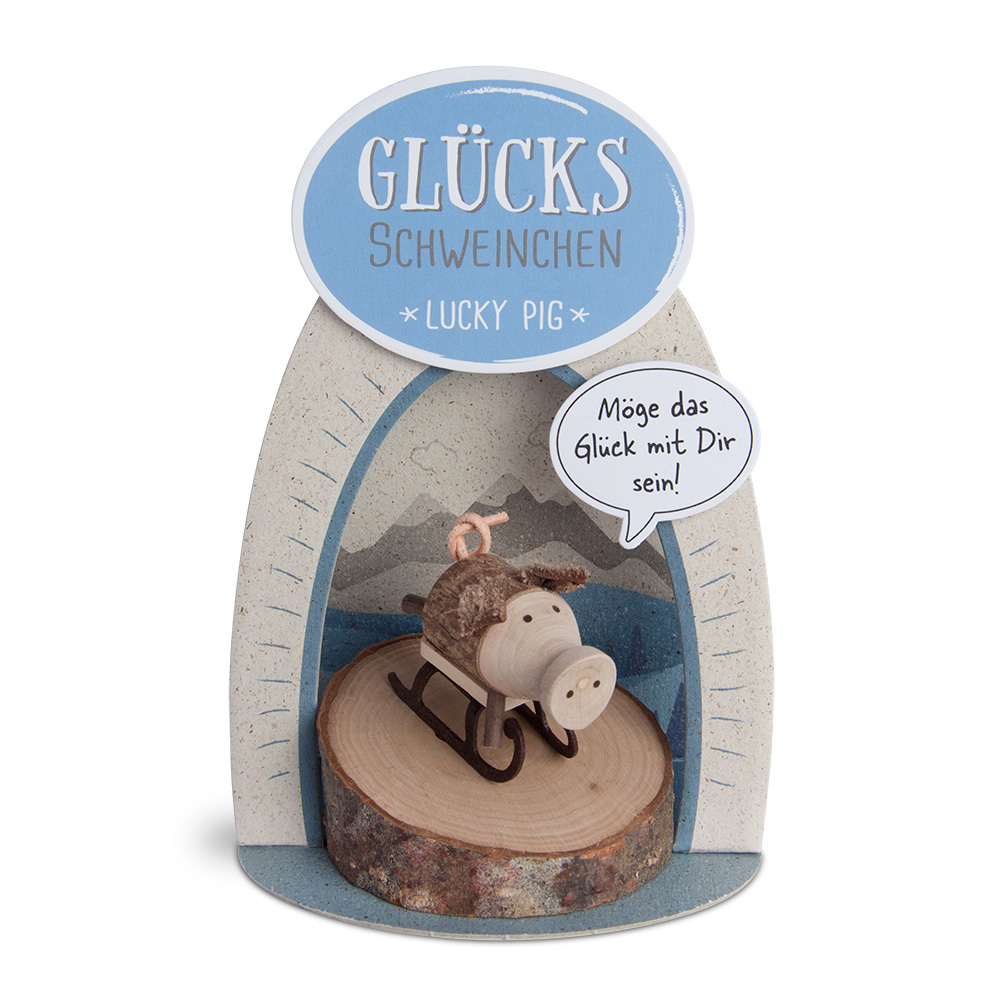 Glücksschweinchen Schlittenfahrer: "Möge das..."