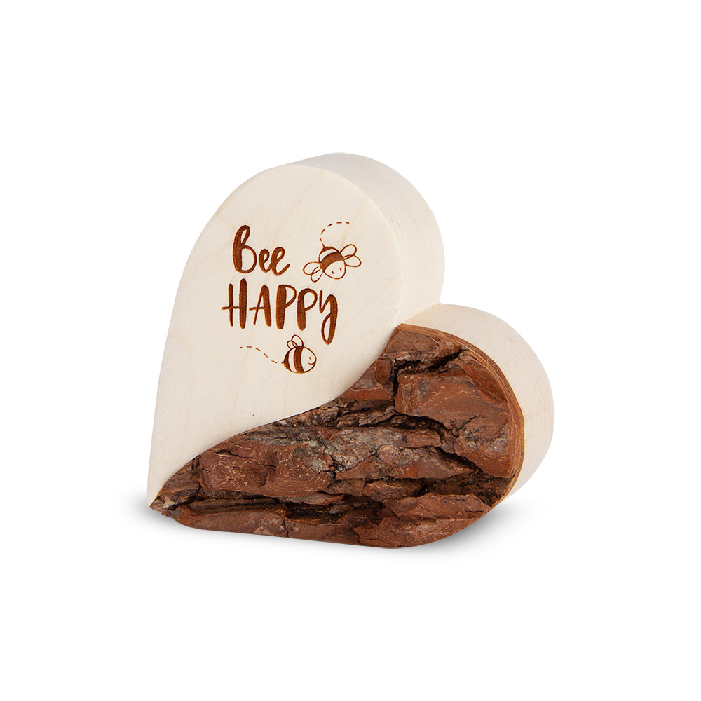 Rindenherz Yin-Yang Gr. 1: "Bee Happy"