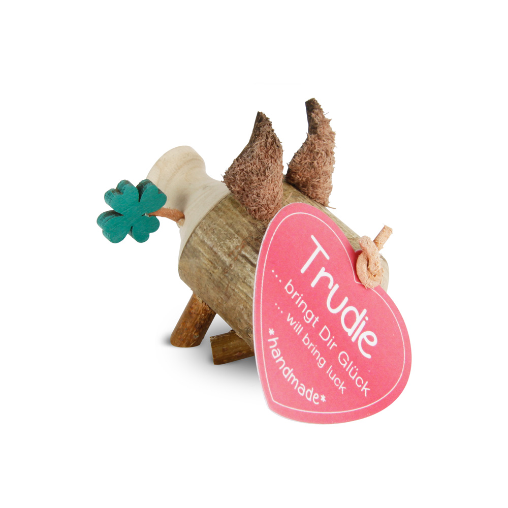 Glücksschwein Trudie mit Kleeblatt