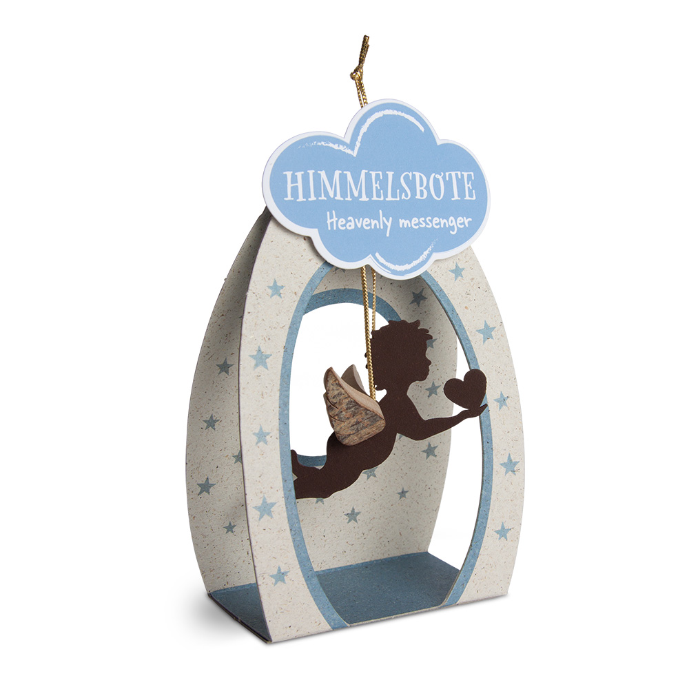 Himmelsbote - Rost-Engel fliegend mit Herz