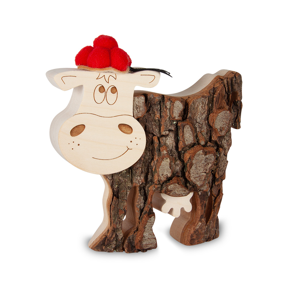 Rindentier: Lotte die Kuh mit Bollenhut Gr. 3