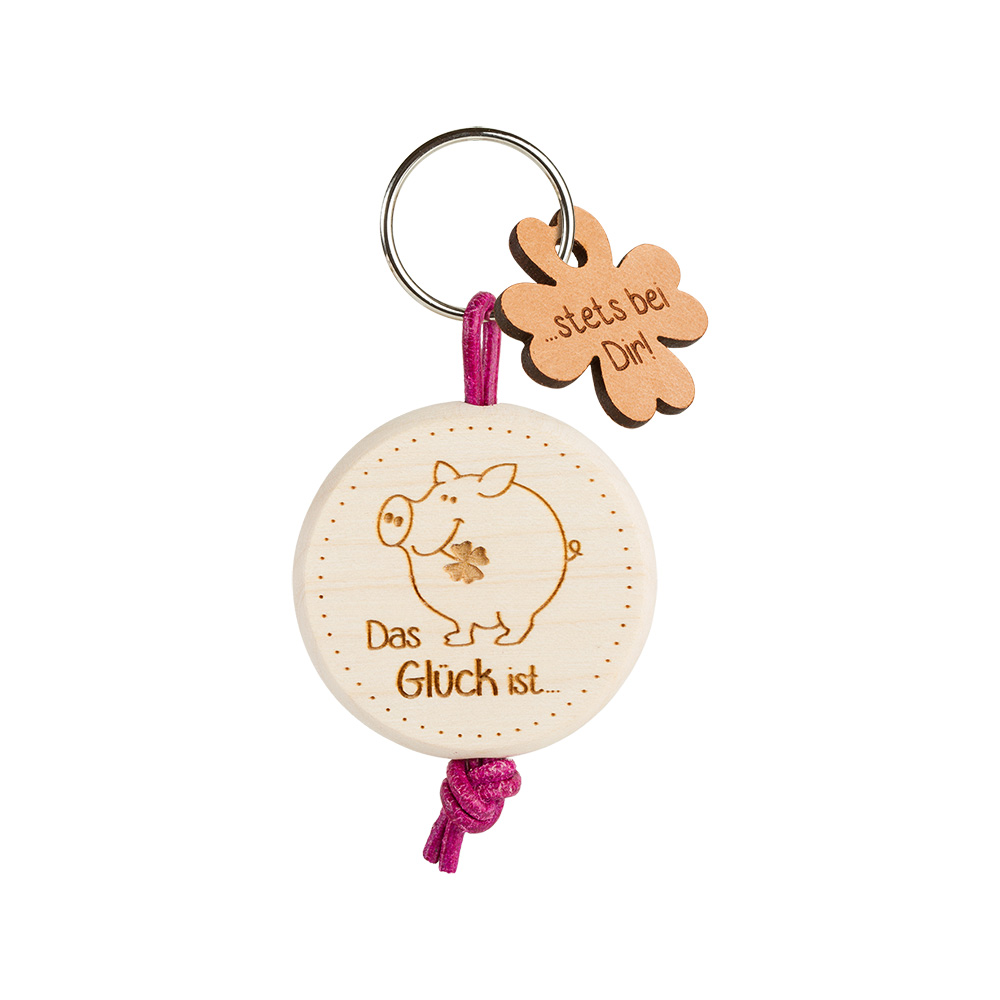Schlüsselanhänger: Glücksschwein "Das Glück ist…"