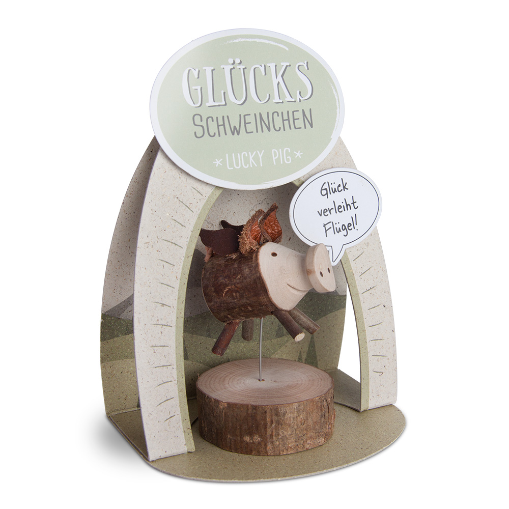 Glücksschweinchen Flieger: "Glück verleiht..."