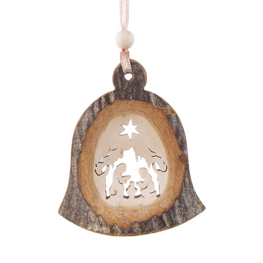 Rindenanh. Gr. 2 Glocke Motiv: Krippe mit Stern