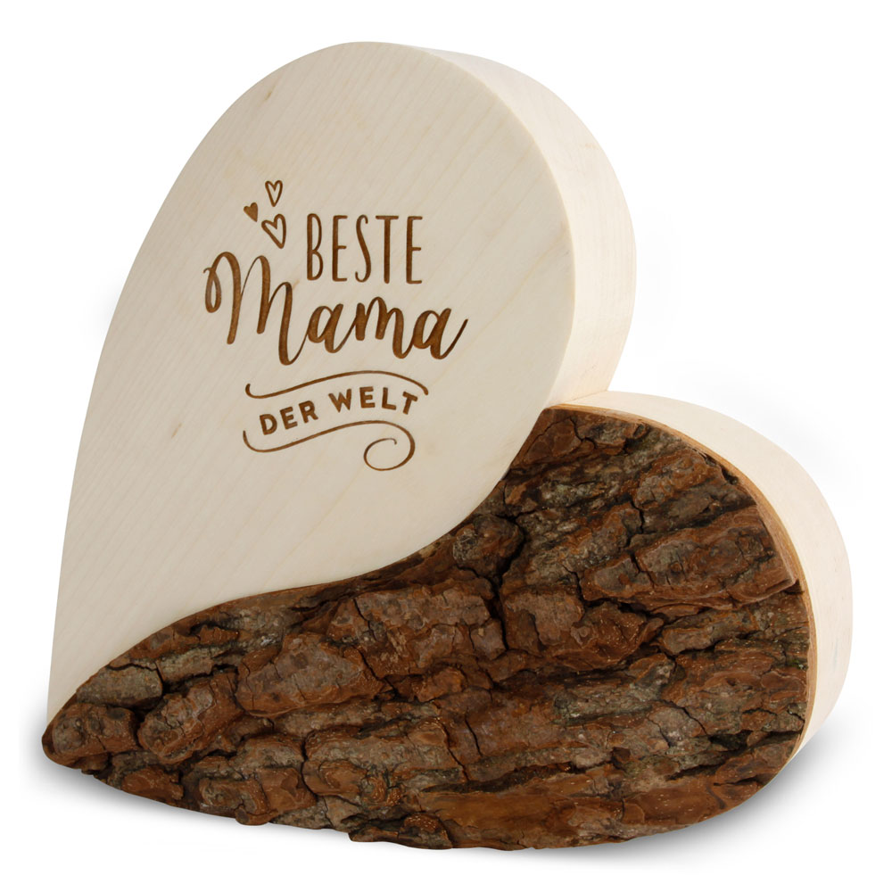 Rindenherz Yin-Yang Gr. 4 mit Gravur