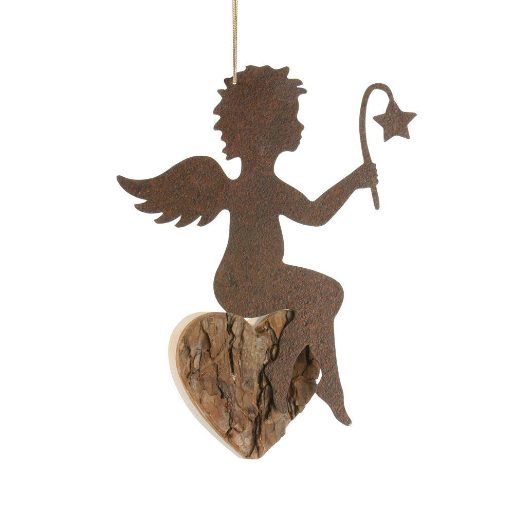 Himmelsbote mit Rindenherz Gr. 2: mit Stern