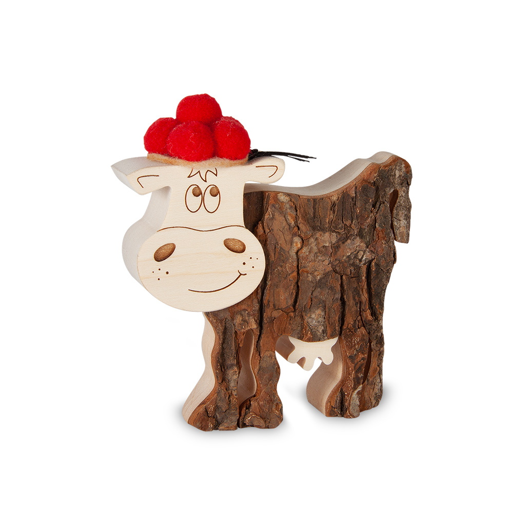 Rindentier: Lotte die Kuh mit Bollenhut Gr. 2