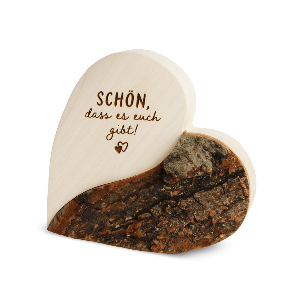Rindenherz Yin-Yang Gr. 2: "Schön dass es euch..."