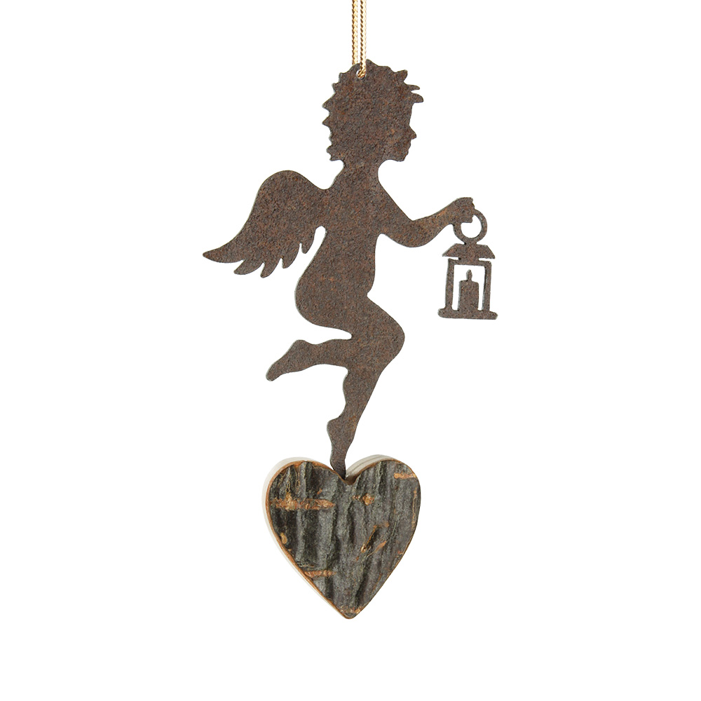 Himmelsbote mit Rindenherz Gr. 1: mit Laterne