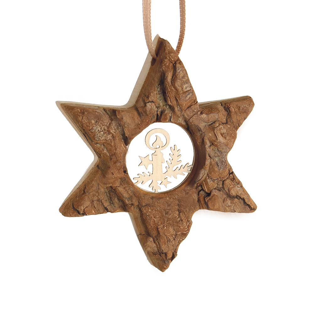 Rindenanh. Gr. 1 Stern m. Ahornm.: Kerze