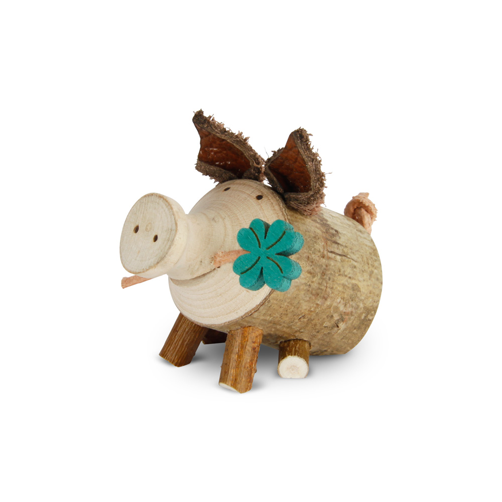 Glücksschwein Trudie mit Kleeblatt