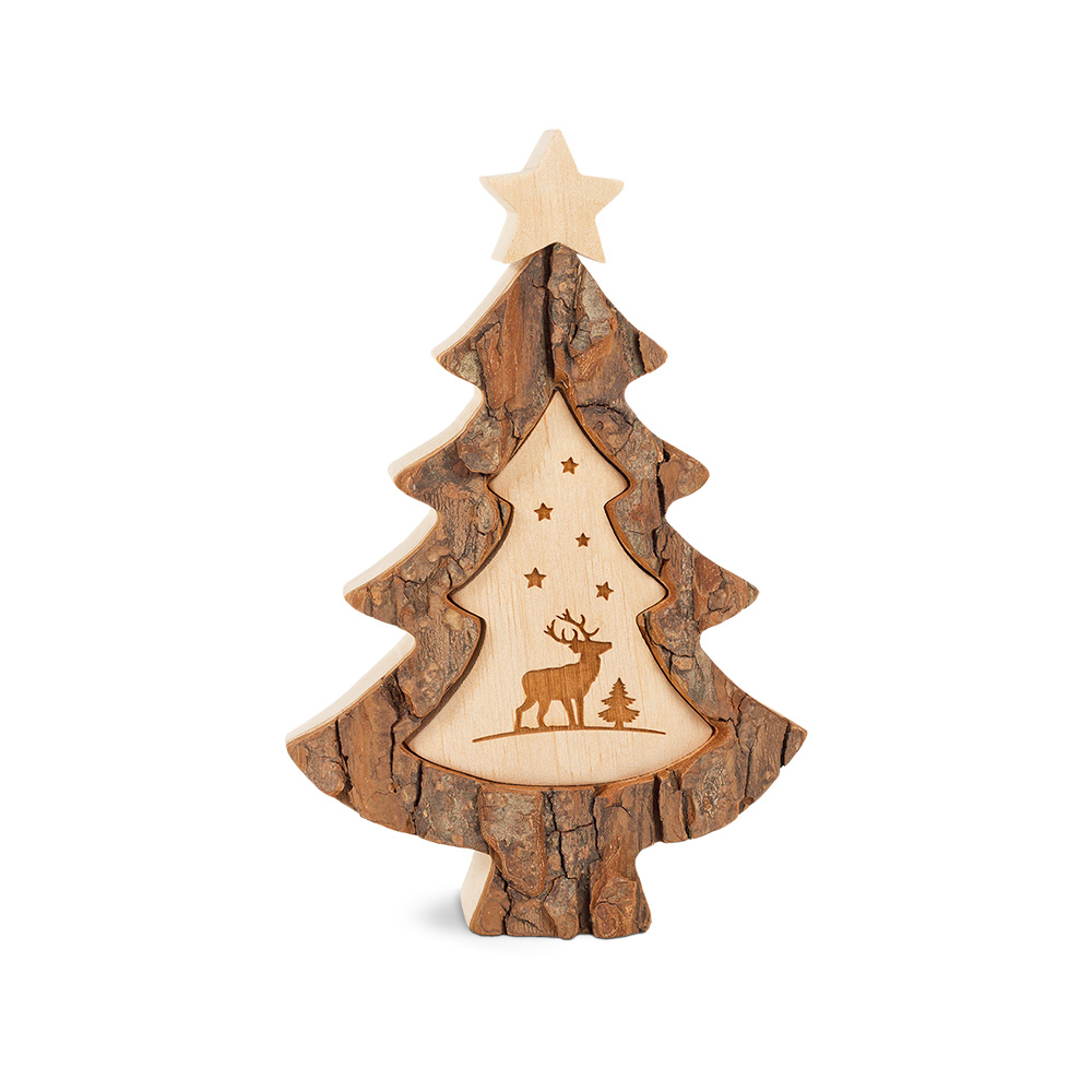 Weihnachtsbaum mit Gravurmotiv: Hirsch