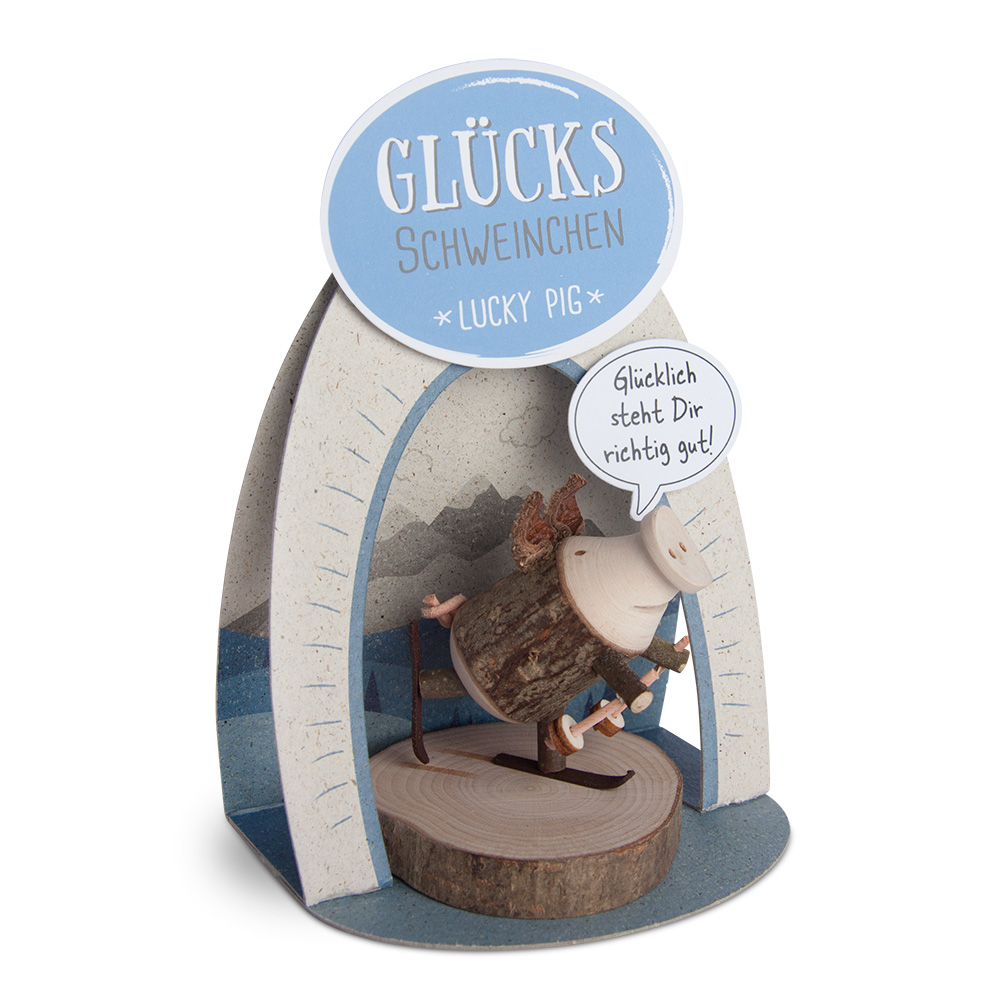 Glücksschweinchen Skilangläufer: "Glücklich..."