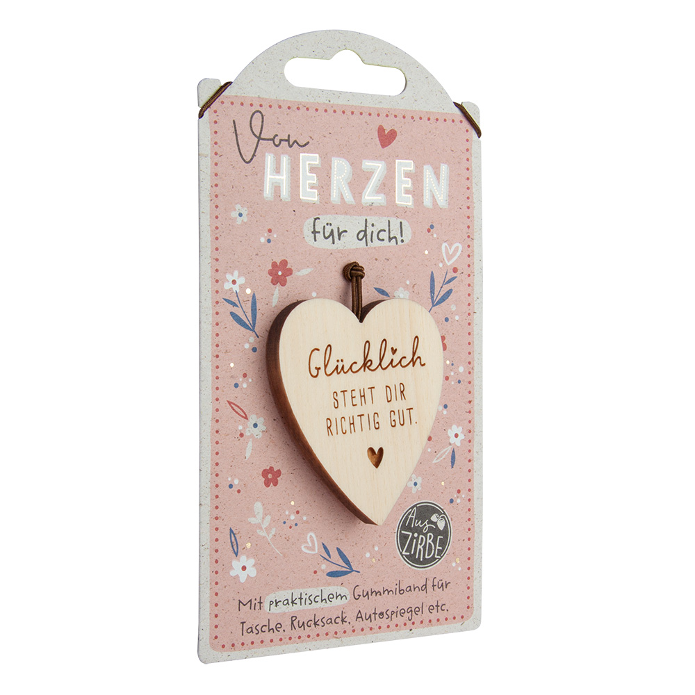 LovelyHearts - Herz aus Zirbe: "Glücklich..."