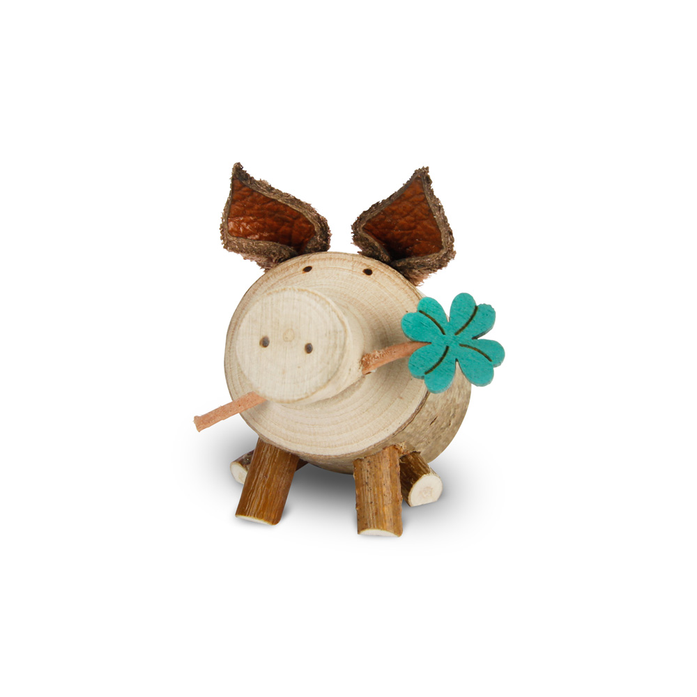 Glücksschwein Trudie mit Kleeblatt