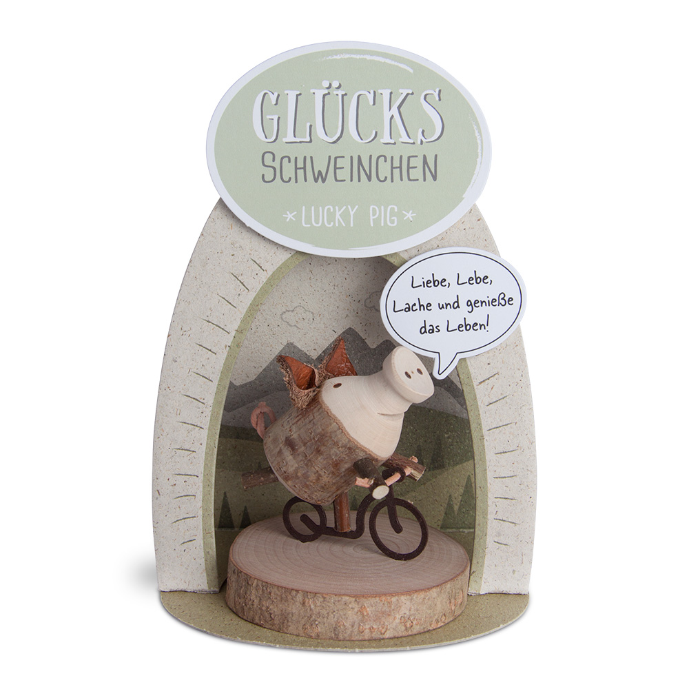 Glücksschweinchen Tretrollerfahrer: "Lebe, Liebe…"