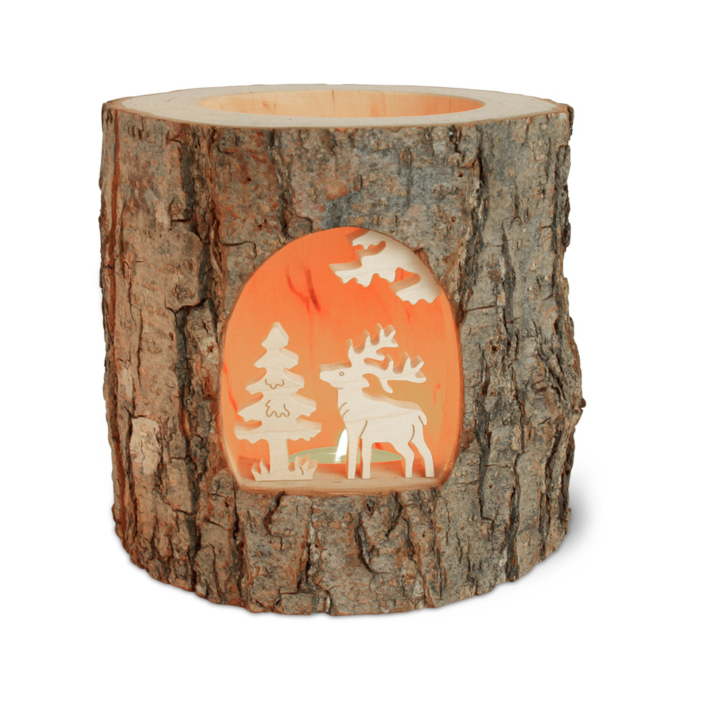 Stimmungsleuchter mit Ahornm.: Hirsch