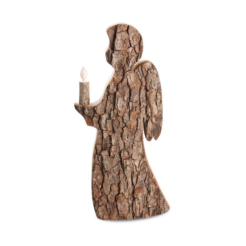 Rindenengel mit Holzkerze Gr. 2