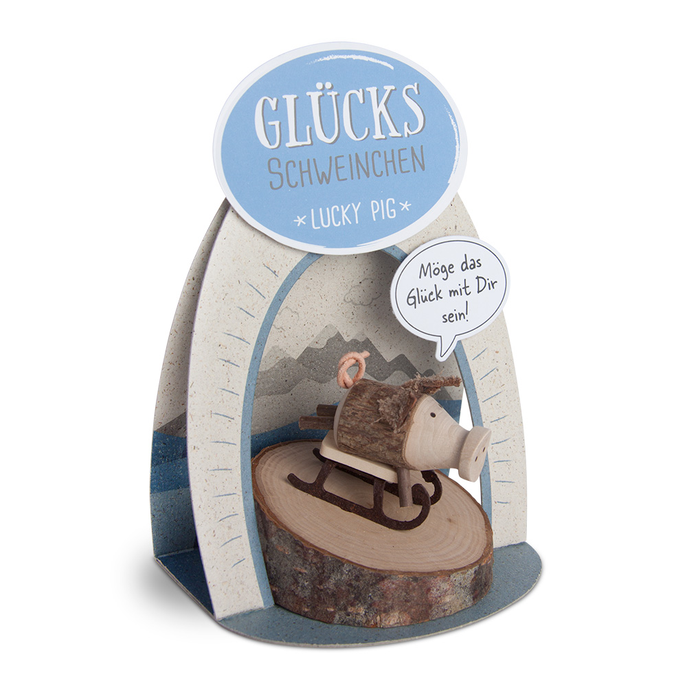 Glücksschweinchen Schlittenfahrer: "Möge das..."