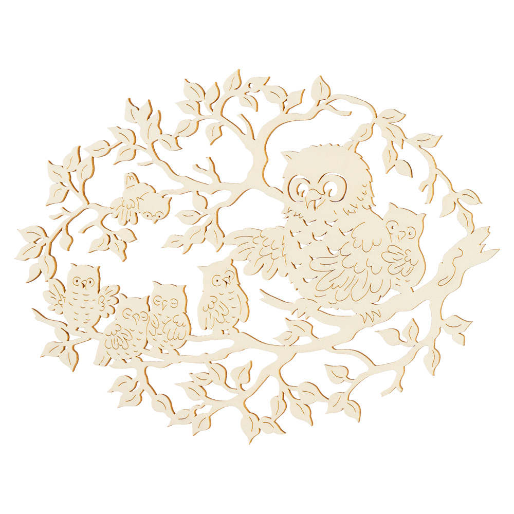 Fensterbild: Eulenfamilie