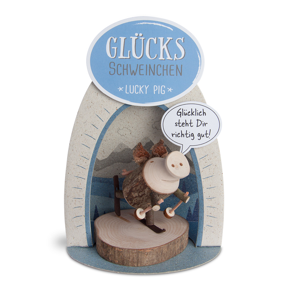 Glücksschweinchen Skilangläufer: "Glücklich..."