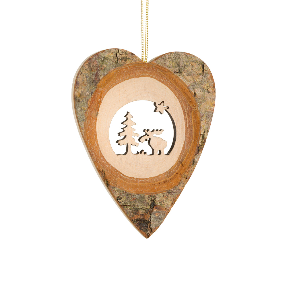 Rindenanh. Gr. 1 Herz Motiv: Elch im Wald