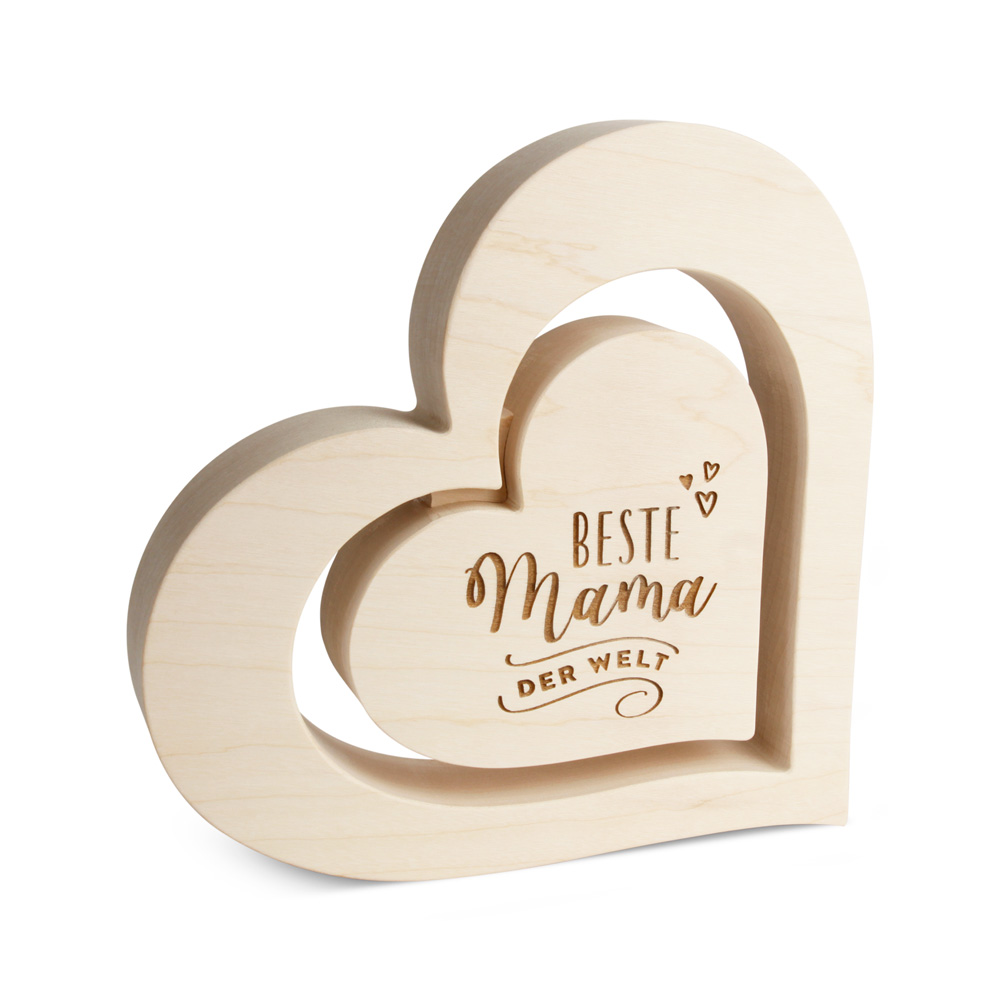 Herz in Herz mit Gravur "Beste Mama der Welt"