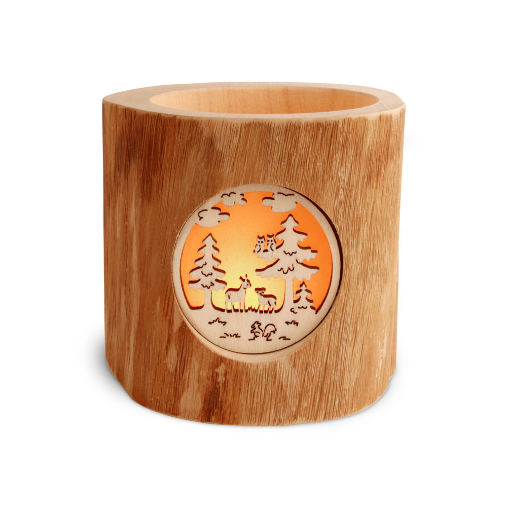 Stimmungsleuchter ohne Rinde, Motiv: Waldleben