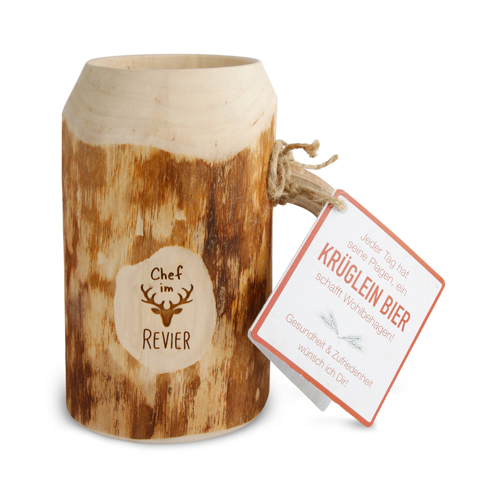Bierkrug 0,4 ltr ohne Rinde "Chef im Revier"